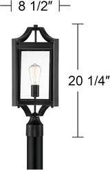 Franklin Iron Works Rockford Collection Rustic Farmhouse Outdoor Post Light Fixture Black Iron 20 1/4" Clear | Lumora