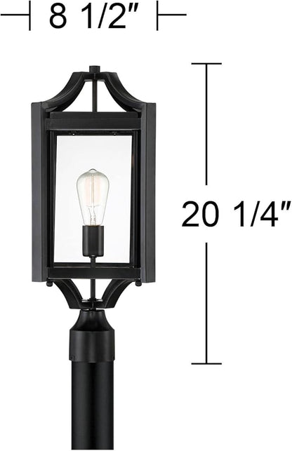 Franklin Iron Works Rockford Collection Rustic Farmhouse Outdoor Post Light Fixture Black Iron 20 1/4" Clear Beveled Glass for Exterior House Porch Patio Outside Deck Garage Yard Garden Driveway