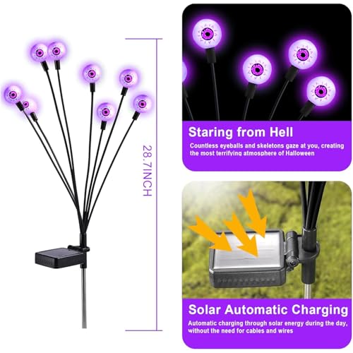 ASMAD Halloween Decorations Outdoor Solar Scary Eyeball Light,10Pack 80LEDs