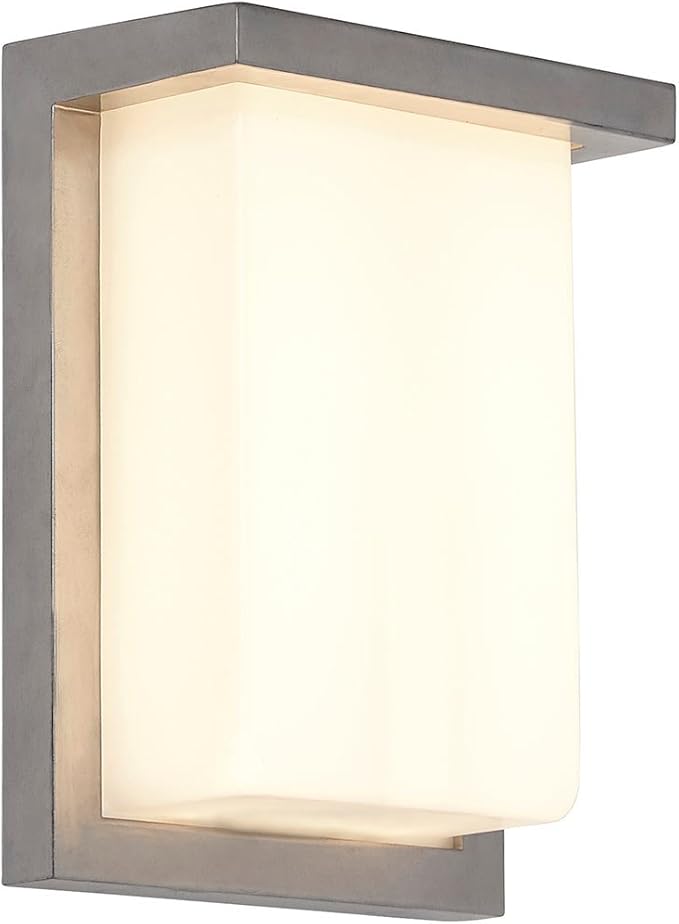 Hamilton Hills 8 Inch Silver Squared Flush Mount Outdoor Light Fixture | Modern Front Door Exterior Light 3000K | Lumora