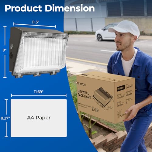 CINOTON 120W LED Wall Pack Light, 3CCT 16800LM, Dusk to Dawn Sensor, 1 Pack