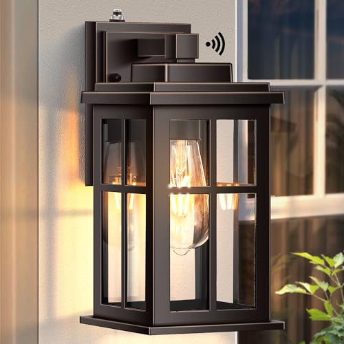 Dusk to Dawn Outside Lights for House, Oil Rubbed Bronze Anti-Rust Aluminum Exterior Lighting Fixtures, Easy-to-Install Waterproof Modern Outdoor Wall Light for Porch, Garage, Front Door