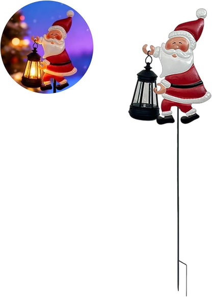 Christmas Solar Kettle Lights, Light Solar Santa Claus Watering Can LED Light, Waterproof Solar Powered Lawn Decorative Lights for Outdoor Christmas Pathway Decoration (Warm White A, Lantern)