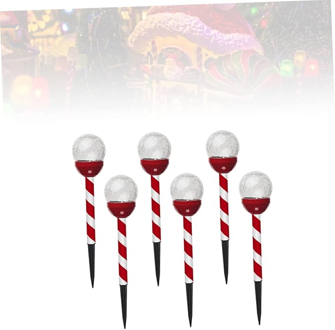Solar Panel Lights for Christmas 6 Pack Cracked Glass Led Lights Garden Pathway Decorations
