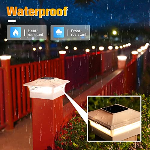 VOLISUN 4Pack Solar Post Cap Lights, 2 Color Modes Deck Lights, White