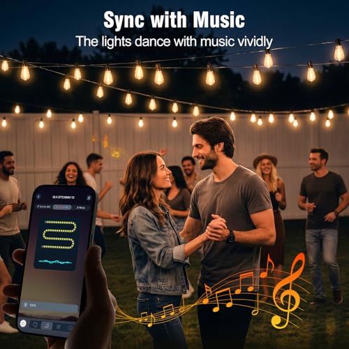 50ft-Plug-in-LED-Lights-Outdoor-Waterproof-String Lights-Patio-Outside-Porch-Backyard-Garden-Gazebo-Yard-Deck-Balcony-Party-Camping-House-Hanging-Lighting-Bulb-Remote-Bluetooth-Hanging-Edison-ST38