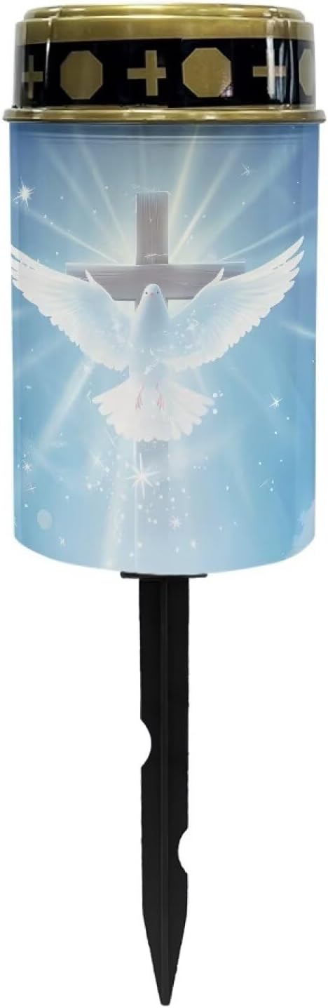 Cross Dove Print Solar Light Outdoor Waterproof Solar Stake Lights Solar Lights Outdoor Waterproof Solar Light Outdoor Garden Lights Decoration for Yard Landscape Path