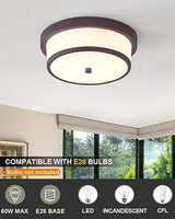 12 inch Flush Mount Ceiling Light, 2-Light Close to Ceiling Light Fixtures with Oil Rubbed Bronze Finish for Bathroom Bedroom Kitchen Hallway (Oil Rubbed Bronze)