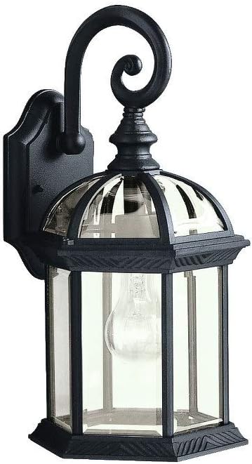 Kichler Barrie 15.5" Outdoor Wall Light in Black, 1-Light Exterior Wall Sconce with Clear Beveled Glass, (15.5" H x | Lumora