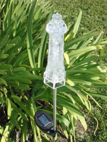 Set of 1 Solar Garden Stake Lights with Color Changing LED or Regular White LED Landscape Path Lights (1 Piece) (Lighthouse)