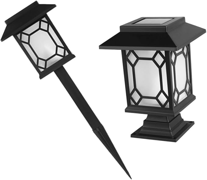 2pcs Solar Garden Lamp Outdoor Lawn Lights Dusk to Dawn Outdoor Lighting Solar Pathway Lights Landscape Pillar for Garden Patio
