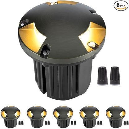 Gardenreet Low Voltage Well Light - Brass All Weather Hardwired Ip65 In-Ground LED Lighting, 12V Directional Fixture, Antique Bronze for Pathway Floor Sideway Without MR16 Bulb