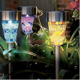 6-Pack Solar Mosaic Border Lawn Garden Lights, LED Mosaic Stake Lights Pathway Landscape Lighting for Patio Walkway | Lumora