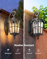 DEWENWILS 17.7" Outdoor Wall Lights, Black Roman Waterproof Porch Lantern