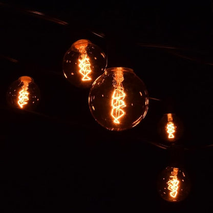 Hometown Evolution, Inc. Edison Bulb Outdoor String Lights with Hand-Threaded Filament (G50 Spiral Edison - Black Wire, 10 ft)