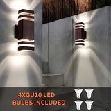 2 Pack Outdoor Wall Light Fixtures, Modern Exterior Lights for House, Brown