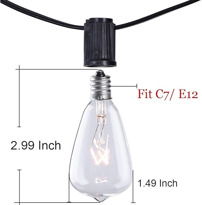 Abeja 10Ft ST38 Outdoor String Lights with 11 Clear Vintage Light Bulbs and 10 Pack ST38 Replacement Light Bulbs | Lumora