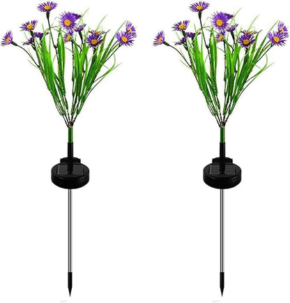 Solar Flower Lights Outdoor, Waterproof LED Daisy Flowers Solar Stake Decorative In-Ground Lights 2Mode for Garden Landscape Yard Pathway Wedding Party (Purple, 1Pack)