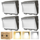 CINOTON 120W LED Wall Pack Light, 3CCT 16800LM, Dusk to Dawn Sensor, 4 Pack