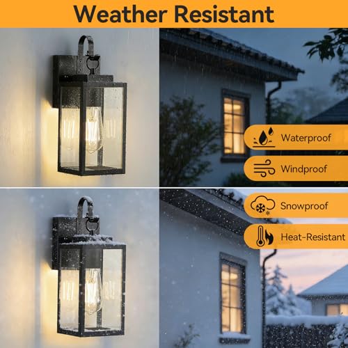 2-Pack 11.8-Inch Dusk to Dawn Outdoor Wall Light, All-Metal Frame