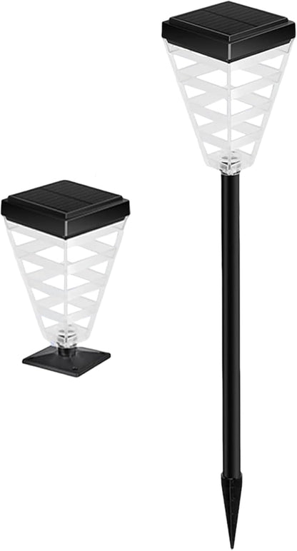 Solar Pathway Lights Outdoor, Exterior Vintage Black Solar Powered Street Light Fixtures, 4-Color Changes Waterproof LED Lighting Solar Powered, Solar Lamp Post for Yard Patio Walkway Driveway
