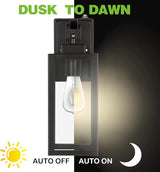 hykolity Large Size Dusk to Dawn Outdoor Wall Lanterns, 18 Inch Outdoor Wall Light Fixtures, Matte Black Porch | Lumora