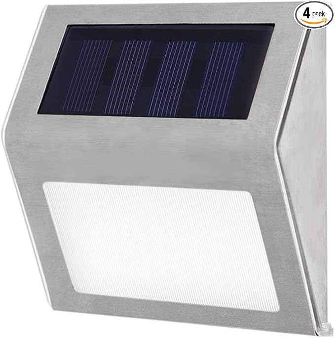 Solar Stair Lights, EpicGadget Waterproof Outdoor LED Step Lighting 3 LED Solar Powered Step Lights Stainless Steel | Lumora