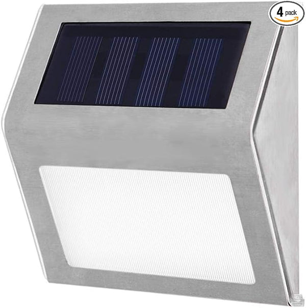 Solar Stair Lights, EpicGadget Waterproof Outdoor LED Step Lighting 3 LED Solar Powered Step Lights Stainless Steel | Lumora