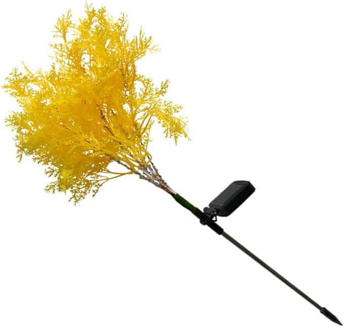 Solar Garden Stake Light Yellow LED Rime Shape Landscape Solar Powered Outdoor Lawn Path Decorative Lamp for Yard and Patio