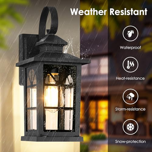 BesLowe 2-Pack Dusk to Dawn Outdoor Wall Light Fixtures, 100% Aluminum