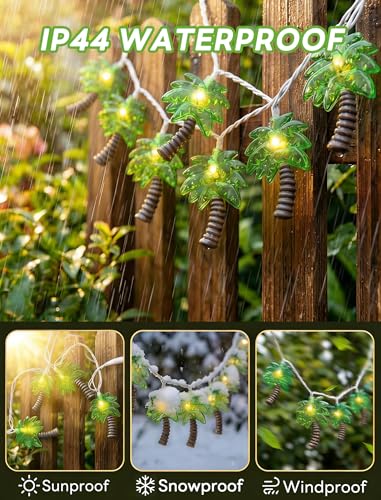 Oviejo Palm Tree String Lights,8.5Ft Patio String Lights with 10 LED Bulbs, Connectable Tiki Bar Lights for Summer Party/Hawaiian/Luau/Tiki,White Wire