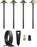Gardenreet 12V Brass Landscape Path Lighting Kit (4 Pack Path Lights) with 100 Feet Cable and 20Pack Wire | Lumora