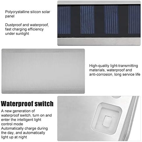 Walfront Solar Step Lights, LED Outdoor Stair Lights, Stainless Steel, Warm White, IP65 Waterproof, 4 LED, for | Lumora