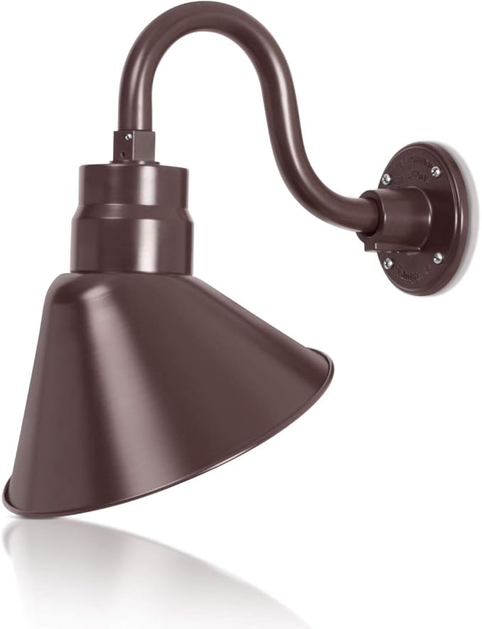 10in. Architectural Bronze Angle Shade Gooseneck Sign Light Fixture With 10in. Long Extension Arm - Wall Sconce | Lumora