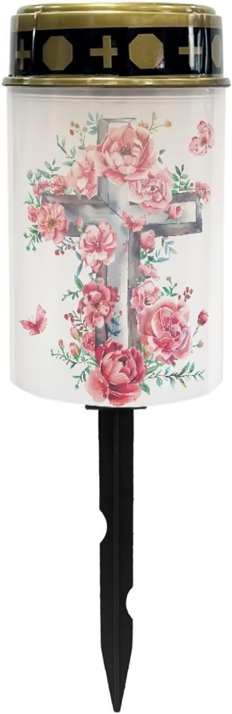 Waterproof Solar Lights Outdoor Cross and Rose Solar Garden Light Auto On and of Landscape Path Light Waterproof Dustproof Outdoor Garden Lights Easy to Install
