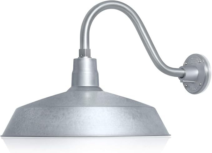 17in. Galvanized Finish Outdoor Gooseneck Barn Light Fixture with 14.5 in. Long Extension Arm - Wall Sconce | Lumora