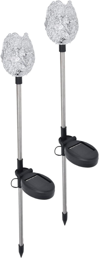 Solar Pathway Lights Outdoor Walkway, Solar Landscape Lights, Warm Light, Stainless Steel, 2 Pack - Efficient Solar Charging, Easy Installation, Garden Decoration