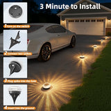 VOLISUN Solar Ground Lights Outdoor,6 Pack Flat Solar Pathway Lights