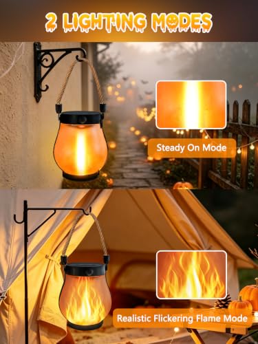 6 Pack Gen2 Solar Lanterns Outdoor Waterproof Halloween Solar Lights Flame