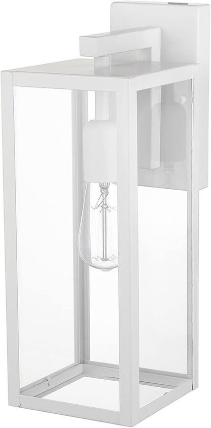 GLOBE Electric 44836 Bowery 1-Light Outdoor Indoor Wall Sconce, Matte White, Clear Glass Shade