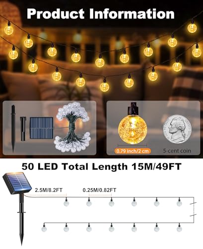 btfarm 4 Pack Solar String Lights Outdoor, Total 196FT 200LED Crystal Globe