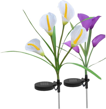 Milisten 2pcs Solar Garden Lights Led Flower Outdoor Landscape Lamp for Driveway Pathway Solar Lights