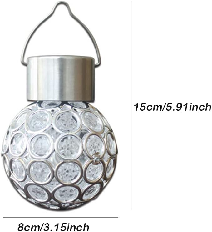 Solar Hanging Ball Lights, 2 Pack Outdoor Solar Powered Hollow Out Ball Lights, Hanging LED Light with 7 Color Auto-Changing for Yard, Garden, Lawn, Patio, Flower Bed
