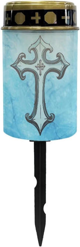 Blue Cross Solar Memorial Lights for Graves for Men Outdoor Waterproof Garden Stake Cross Lights for Grave Cemetery | Lumora