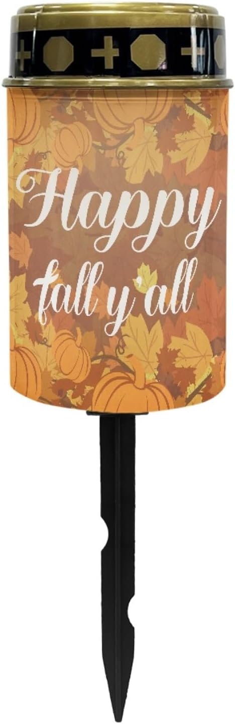 Happy Fall Yard Solar Walkway Lights for Outdoor Pathway Lights Solar Powered Lantern Solar Stake Lights Waterproof Halloween Lights Solar Garden Lights Decor for Yard Patio