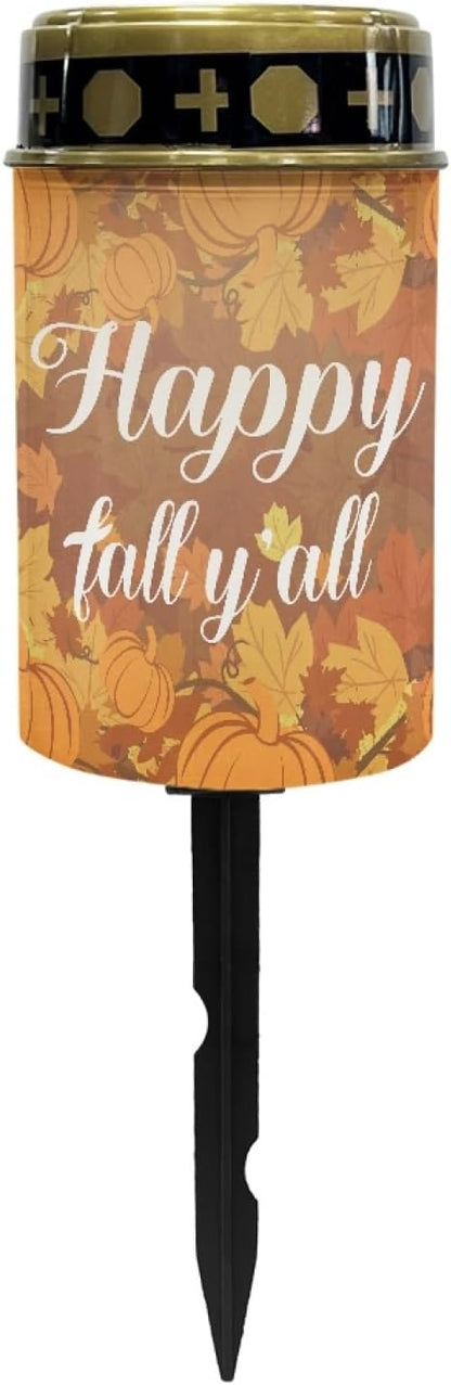 Happy Fall Yard Solar Walkway Lights for Outdoor Pathway Lights Solar Powered Lantern Solar Stake Lights Waterproof Halloween Lights Solar Garden Lights Decor for Yard Patio