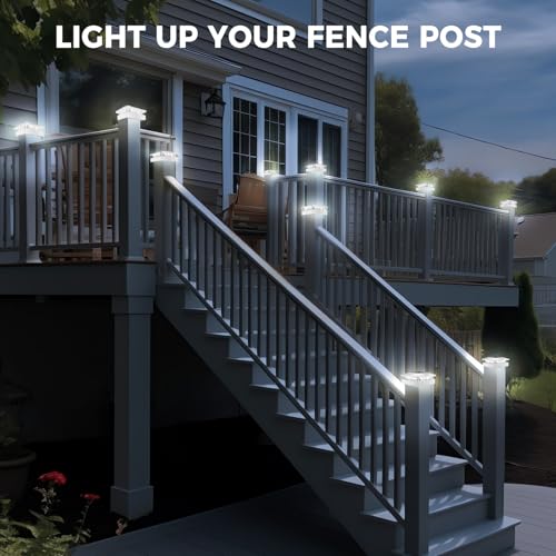 4 Packs 4x4 White Solar Post Cap Lights Outdoor with 3 Modes