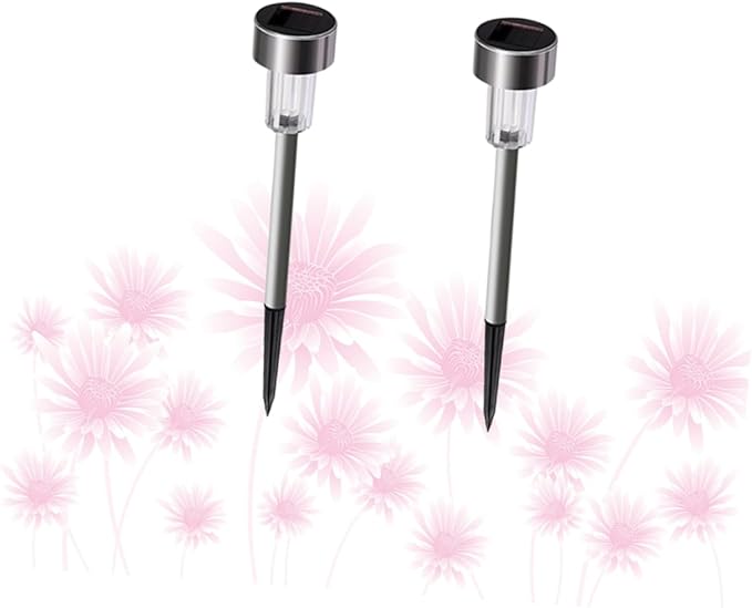 Mikikit 2pcs Stainless Steel Solar Garden Lights Led Pathway Lights for Outdoor Auto Solar Ground for Landscape Patio Pathway