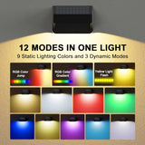 ZCXLIGHT 4 Pack Solar Fence Lights ，10 Fixed Colors ＆ RGB Color Changing
