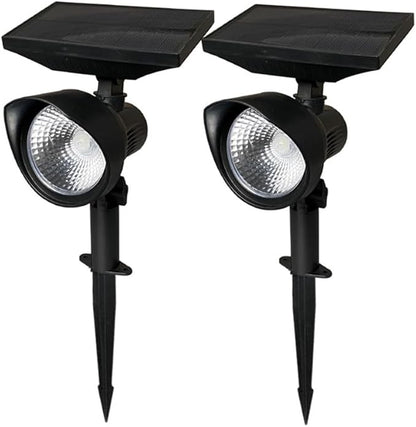 Adjustable Solar Spot Lights with Stakes Set of 2 – Warm White LED, Black, Auto On/Off Dusk-to-Dawn, Water & Weather Resistant – Solar Garden Lights for Outdoor Path, Patio, Lawn